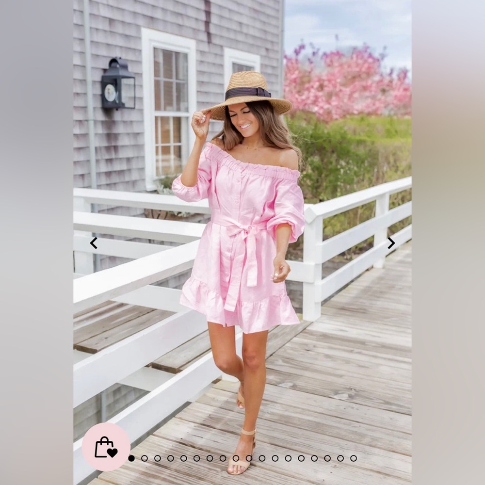 CAITLIN COVINGTON X PINK LILY Nantucket Pink Off the Shoulder dress size small